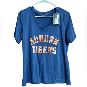 Auburn Tigers Under Armour NWT Shirt Top Short Sleeve‎ V Neck Blue Size Medium